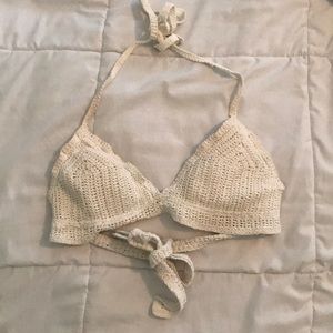 Cream knit bikini top